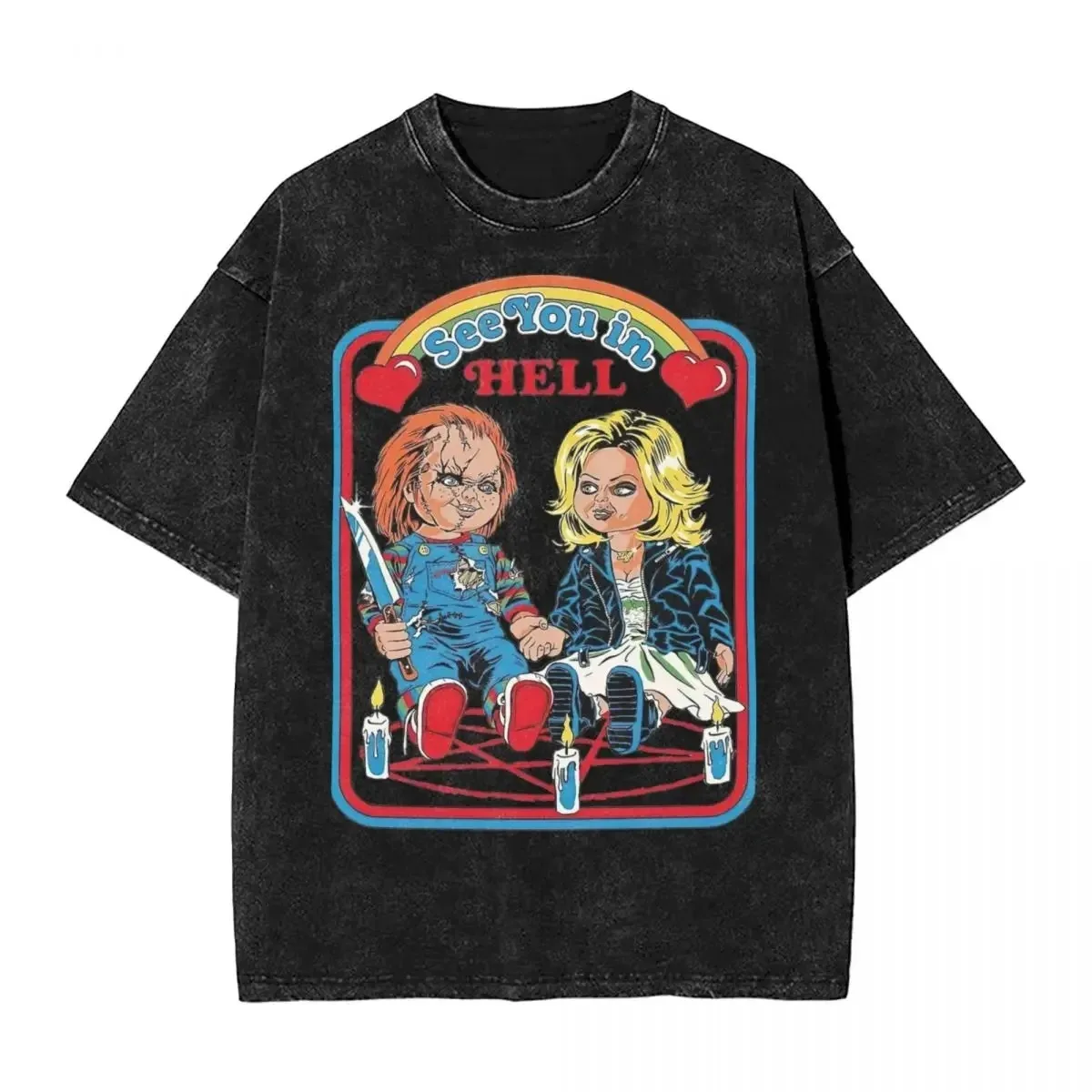 Chucky and Tiffany Halloween T-Shirt - Casual Oversized Tee for Men and Women