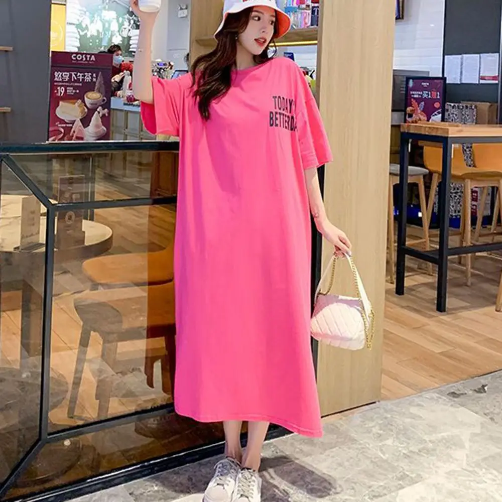 

Plus Size 6XL 150KG Summer Long Dress Short Sleeve O Neck Loose Oversized Female Large Maxi Dress