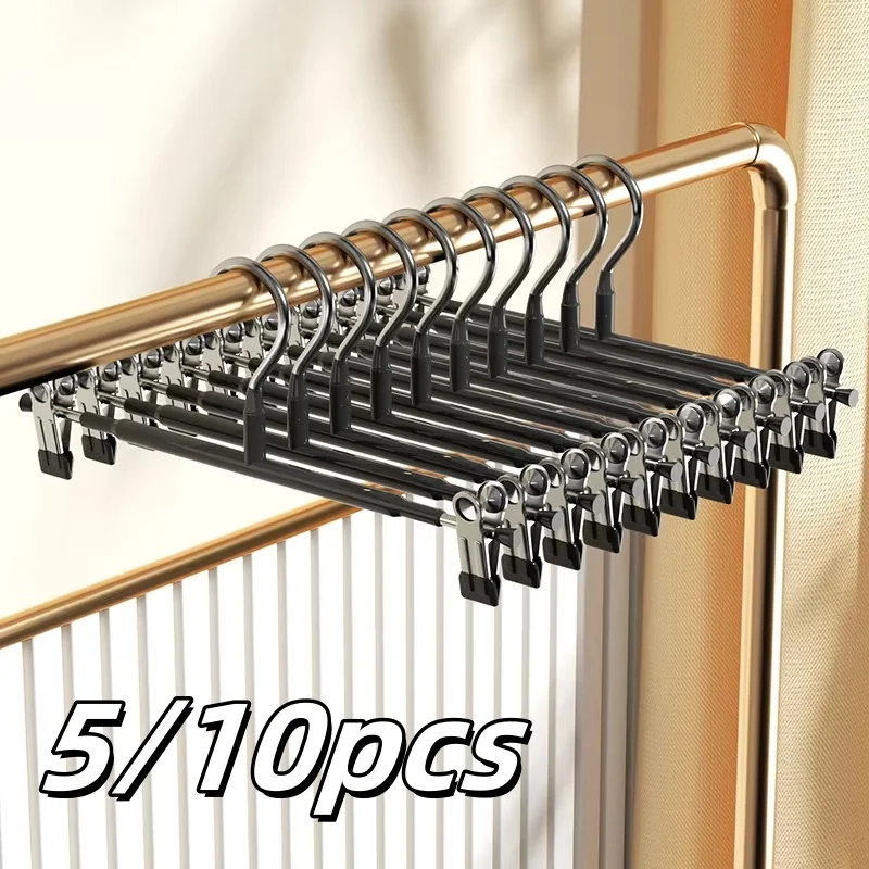 Pants Hangers 5 10pcs with Clips multifunctional Adjustable Skirt Hangers Jeans Clothes Non-Slip Trousers Hanger