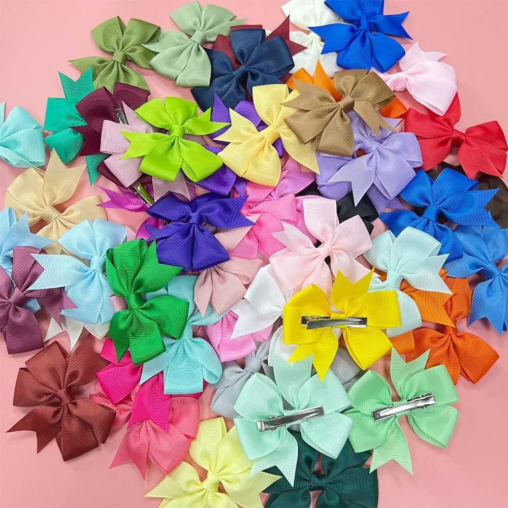 Vibrant Solid Grosgrain Ribbon Hair Bows for Girls - Boutique Hair Clips & Accessories