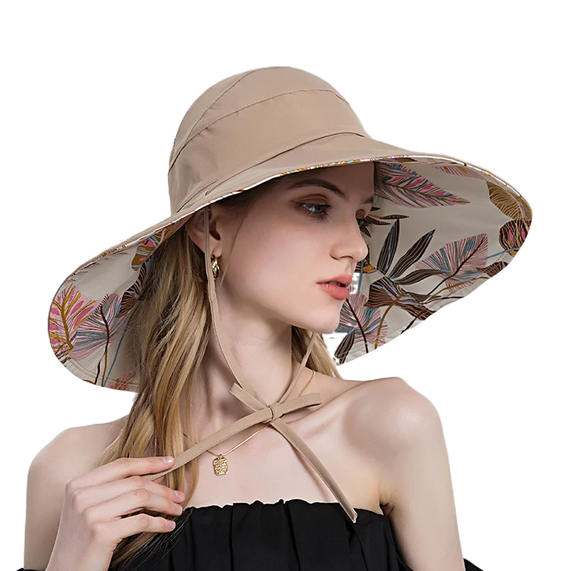 Women Cotton Wide Brim Sun Hats Metal Wired Edge Summer UV Protection UPF  Boho Hat for Beach Hiking Garden Travel Chin Strap - AliExpress