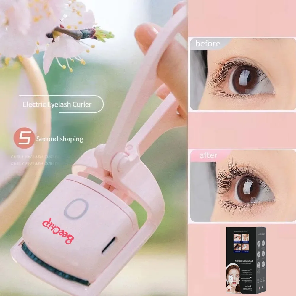 Eyelash curler Pink Electric Eyelash Curler Charging Model Fast Heating Portable Shaping and Lasting Curling Eyelash Clip