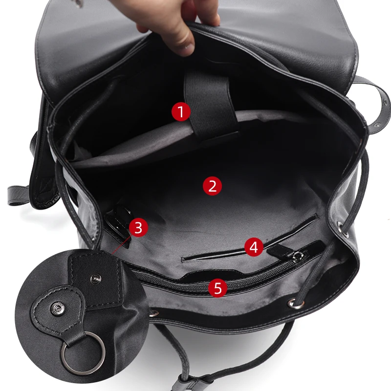Genuine Leather Men Backpack Travel Male Mochila Fashion Large Capacity For Boy 15.6" Laptop School Bag College Style Women