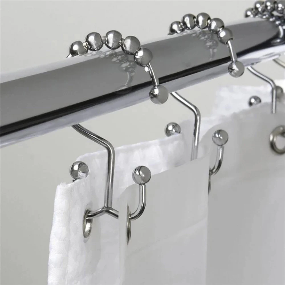 Bathroom Shower Rustproof Curtain Rings Stainless Steel Curtain Hooks Roller Glide Hook Ring for Bathroom Shower Rods Curtain