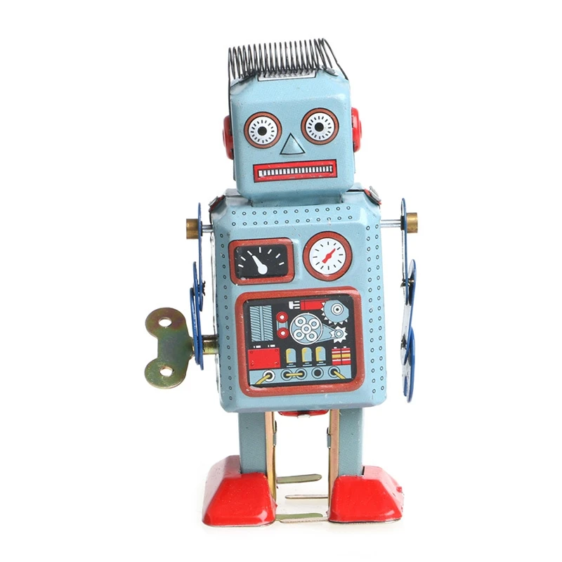 

Vintage Mechanical Clockwork Wind Up Walking Robot Tin Toy Kids Gift Collection Dropship