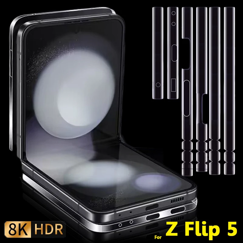 Cornice Hydrogel Film Per Samsung Galaxy Z Flip 5 Z Flip 4 Side Sticker Anti Dust Net Border Screen Protector Per Z Flip 5 4