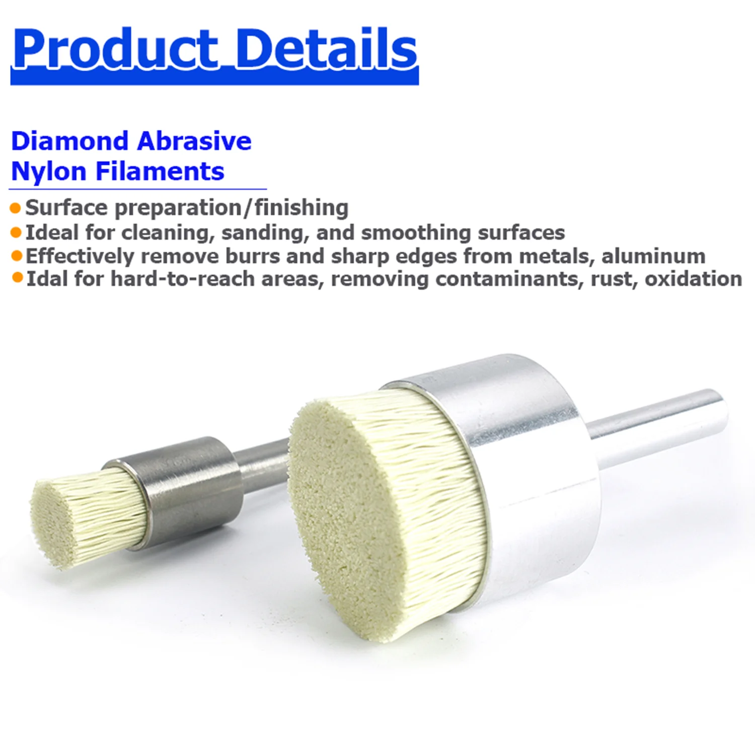POP 320Grit Drahtendbürste, Diamant-Schleif-Nylon, industrielles rotierendes Elektrowerkzeug zum Entgraten von Metallglättungsoberflächen – Detail 8