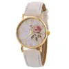 Elegant Ladies Luxury Watch Fashionable Floral Pattern Leather Strap Alloy Quartz Watch Top Clock Lover Circular Dial Watch 1