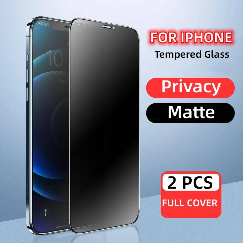 

For iPhone 15 14 13 12 11 Pro Max Matte Tempered Glass Anti-peeping Full Cover Frosting Screen Protection For iPhone XR XS Max
