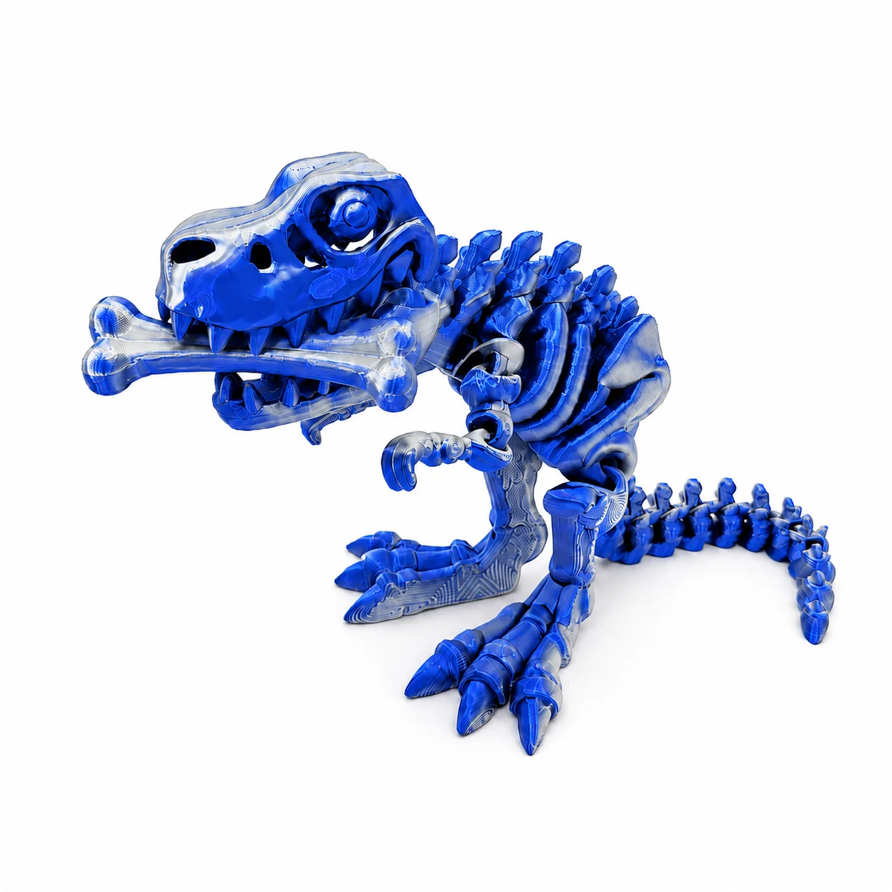 Articulated T-Rex Skeleton Dinosaur Toy with Bone Accessories, Multi-Color Gradient, Festive Gift Edition