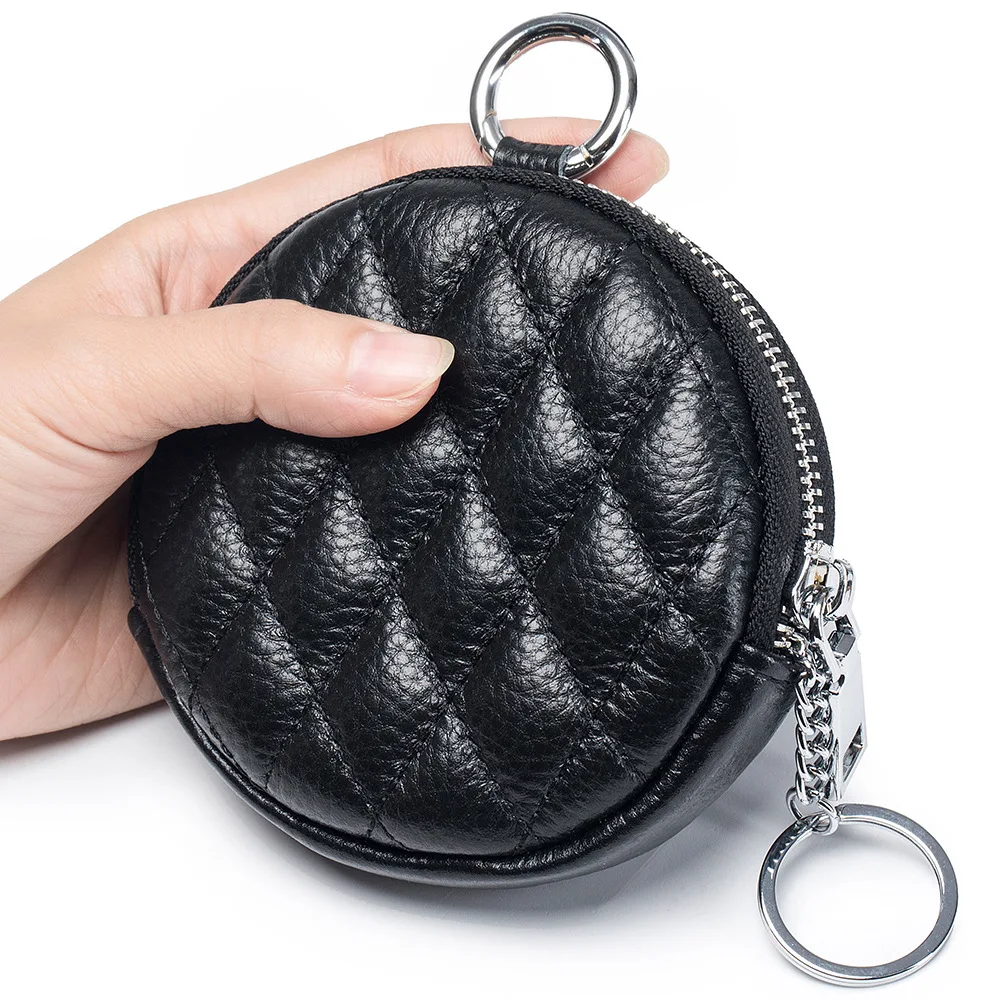 

Coin Purse for Women Credit Card Cases Brand Diamond Lattice Money Organizers Wallet with Keychain Fashion Round Zipper Wallet