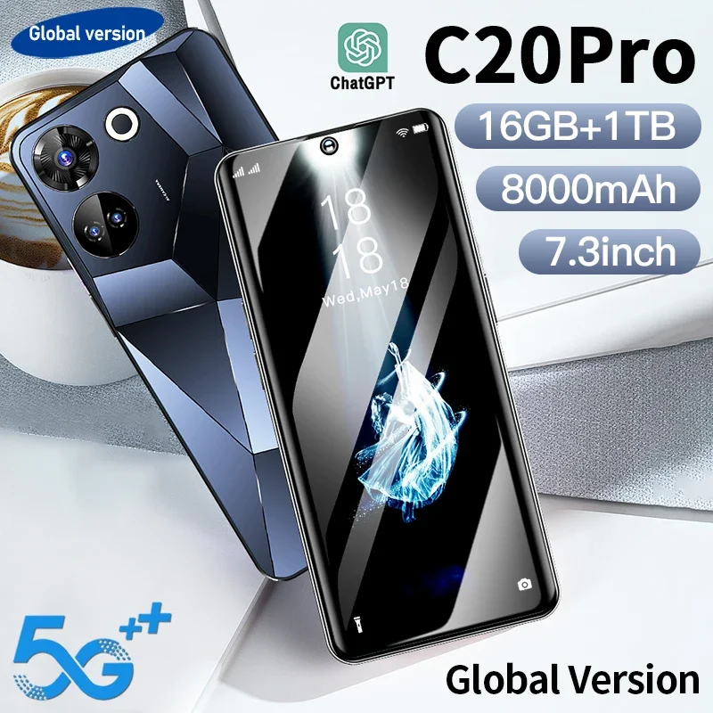 

Новинка 2024, оригинальный смартфон C20pro, 16 ГБ + 1 ТБ, 8000 мАч, разблокированные телефоны, мобильный телефон с внешним разрешением дюйма, мобильный телефон с внешним разрешением