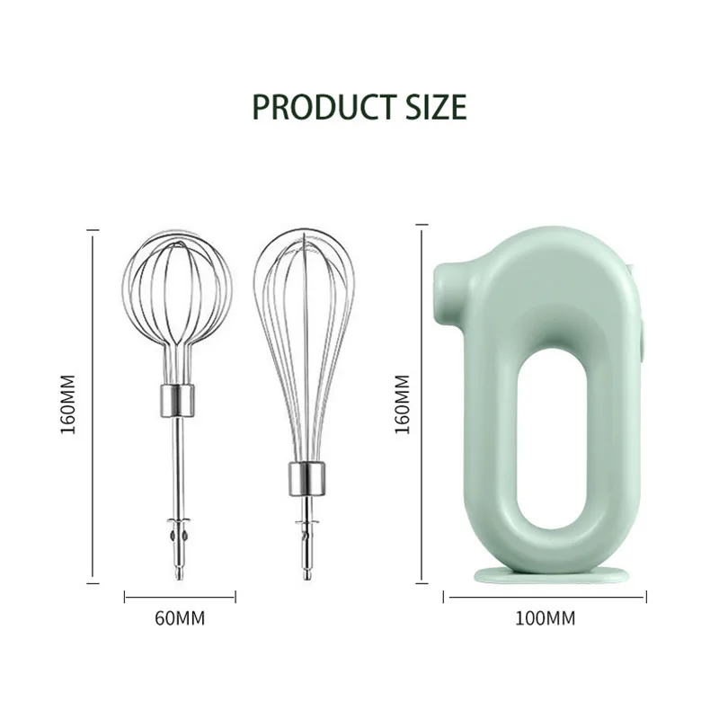 USB Electric Blender Wireless Portable Mixers with 2 Mixing Head Food Mixer Handheld Rechargeable Whisks Dough Stirrer Eggbeater 6