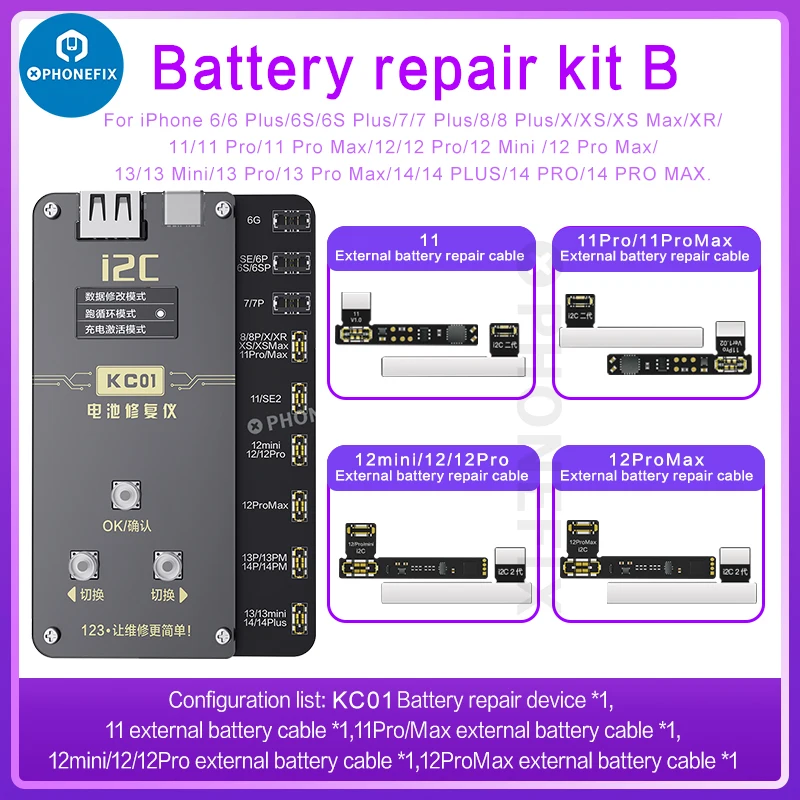 i2C KC01 バッテリー修理プログラマー iPhone X-14 PM