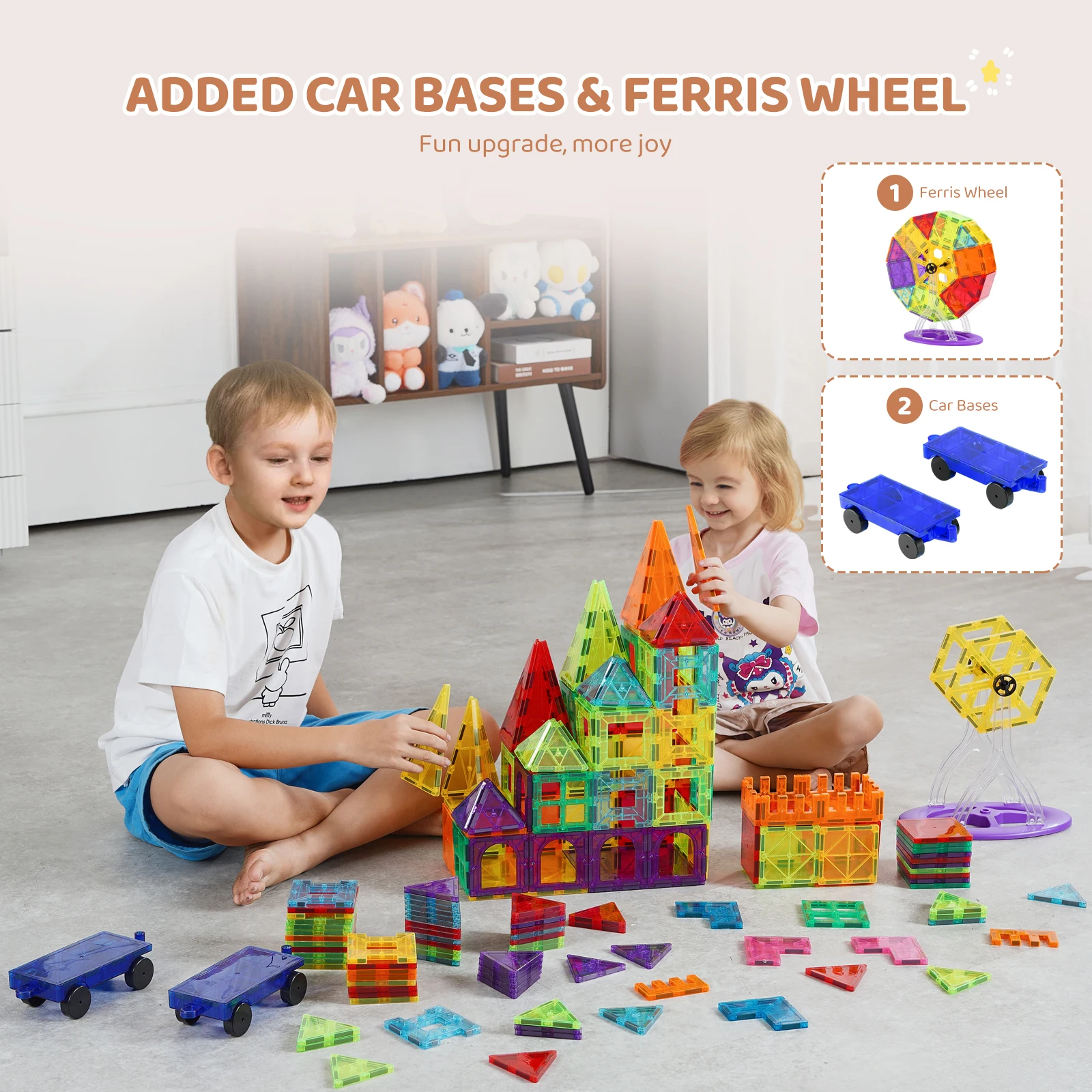 180PCS Magnetic Building Blocks Set – Construction Magnet Tiles Montessori Educational Toy for Kids