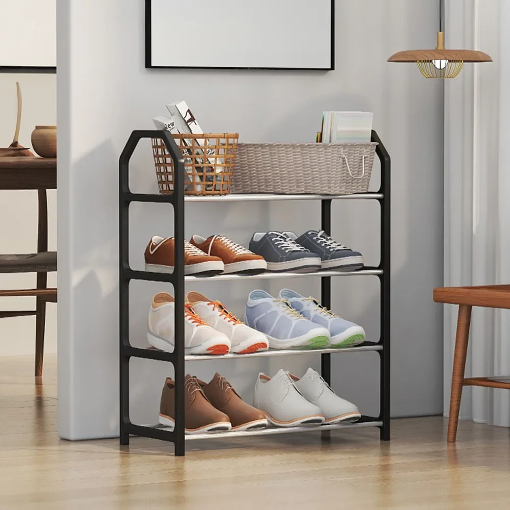 Simple Shoe Rack Metal Shoes Shelf Footwear Shoe Rack Living Room Space Saving Shoes Organizer Stand Holder Black Shelf shoe organizer shoe rack