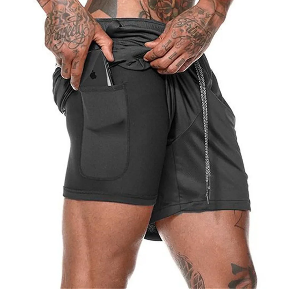 Mens Camo Print Double Layered Sporty Running Shorts