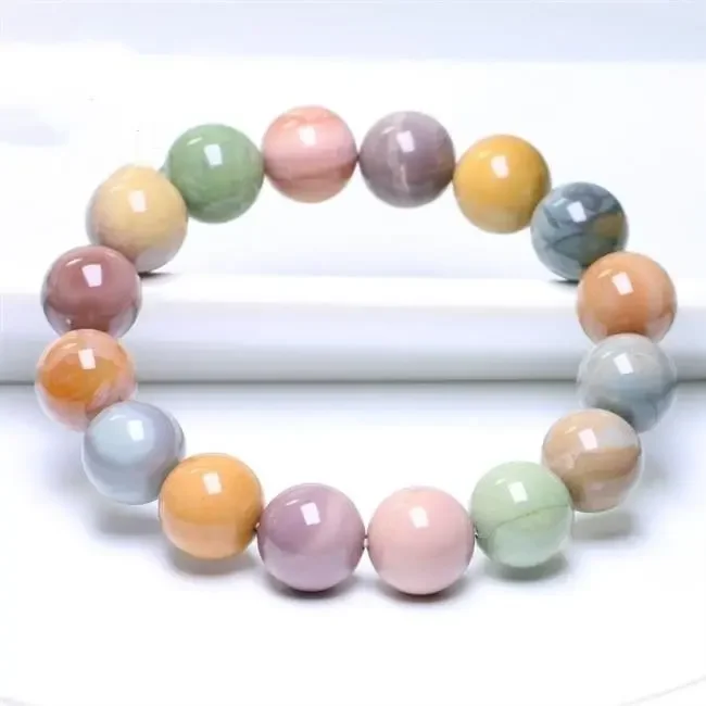 6/8/10/12/14MM Natural Yanyuan Agate Bracelet Colorful Yanyuan Agate Beads Single Circle Crystal Bracelet Men and Women Jewelry