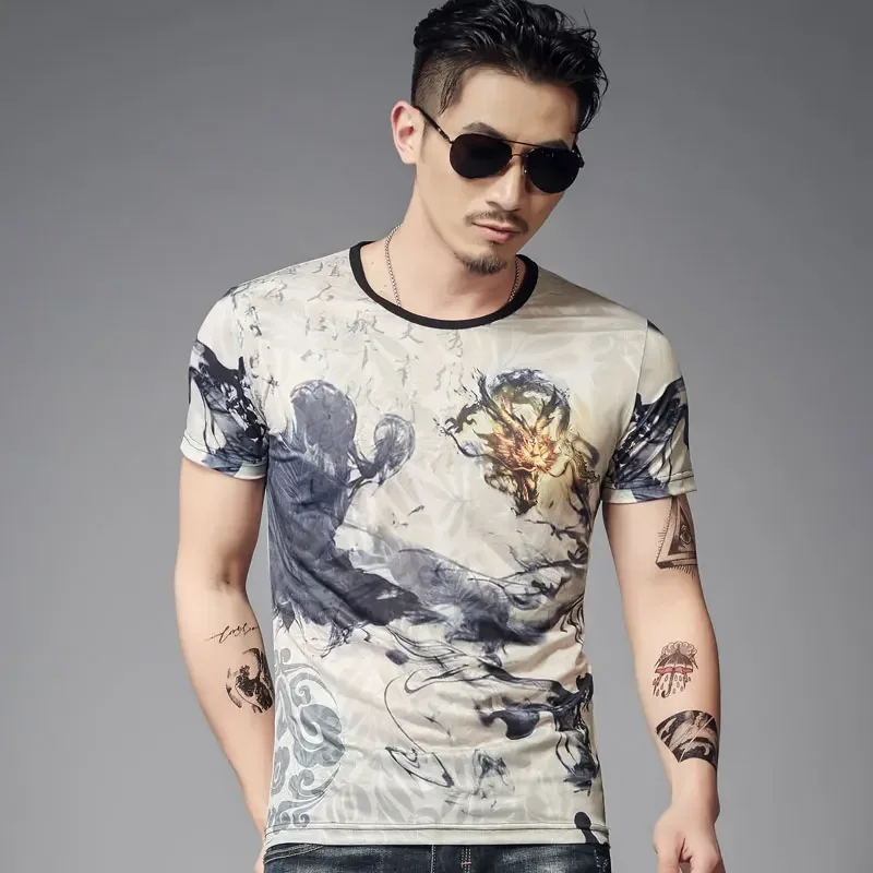 

Streetwear Clothes Muscles Skinny Gym Men's T-shirt Man Tee Shirts Motorcycle Top Alphabet Print Hip Hop Hot Plain Katoen Cotton