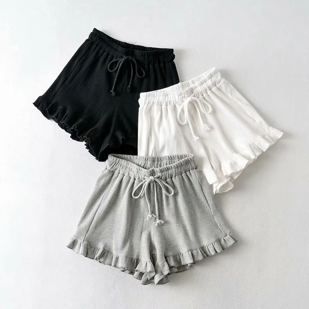 

Girls Lace Shorts Elastic Lace Up High Waist Short Summer New StyleSolid Color Casual Shorts Teen Children's Hot Pants