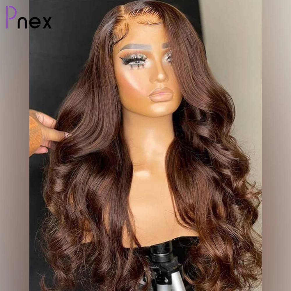

Colored Brown 13x4 Lace Front Human Hair Wigs For Women 180% Pre Plucked Wavy Brazilian Remy Brown Body Wave Lace Closure Wig