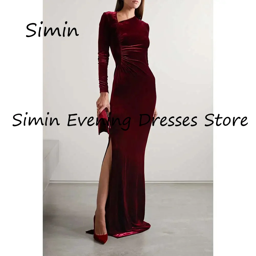 

Simin Velour Mermaid O-neck Ruffle Formal Luxury Prom Gown Floor-length Evening Elegant Pretty Party dresses for women 2023