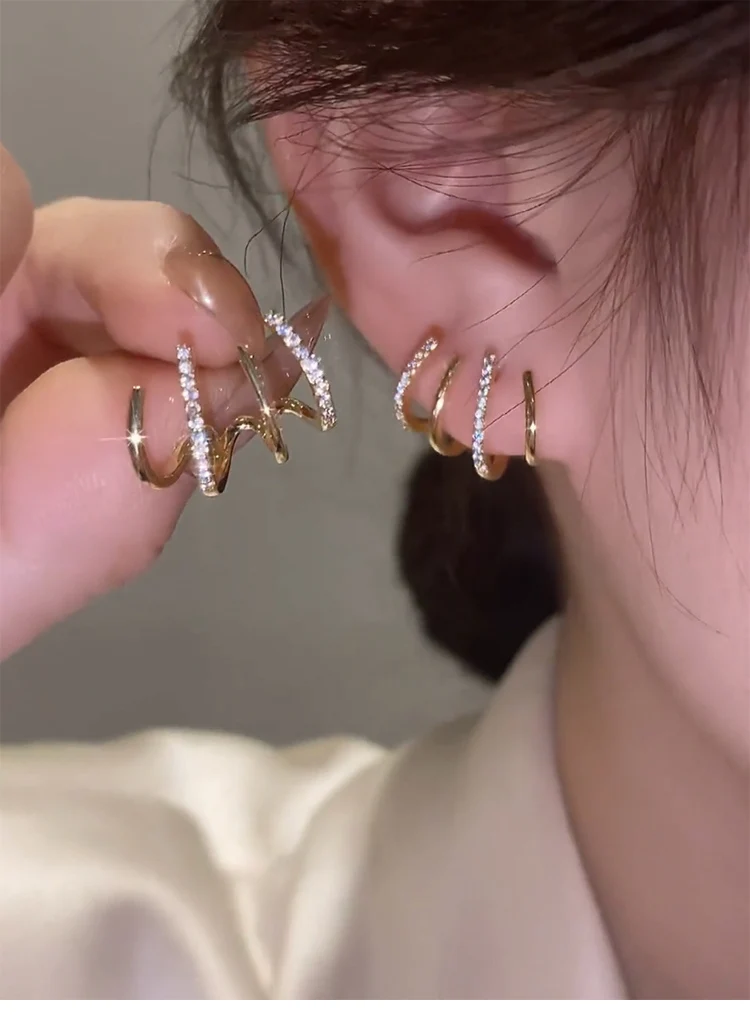 Quartet Earrings Claw Earrings for Women Four Claw Earrings Zircon Needle Cuff Earrings for Teen Girls 5