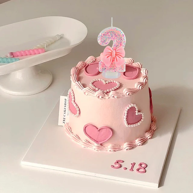 Candela Numero Per Torta - Fiocco Rosa E Pois - Decorazione Compleanno Cartoon - Numero 3 - Foto 8