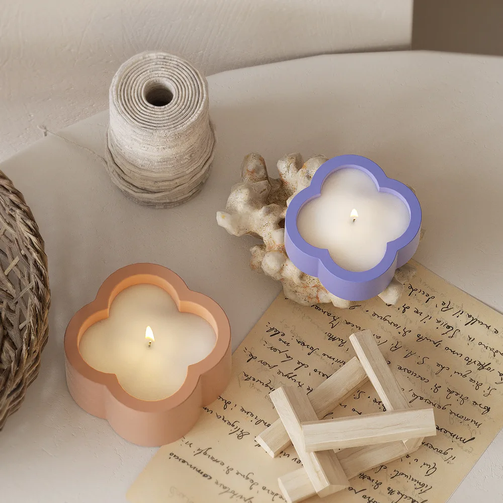 클로버 캔들 항아리 실리콘 몰드, DIY 보관함, 양초 컵, 몰드 에폭시 송진 석고, 수제 공예, 주조 몰드, 홈 데코