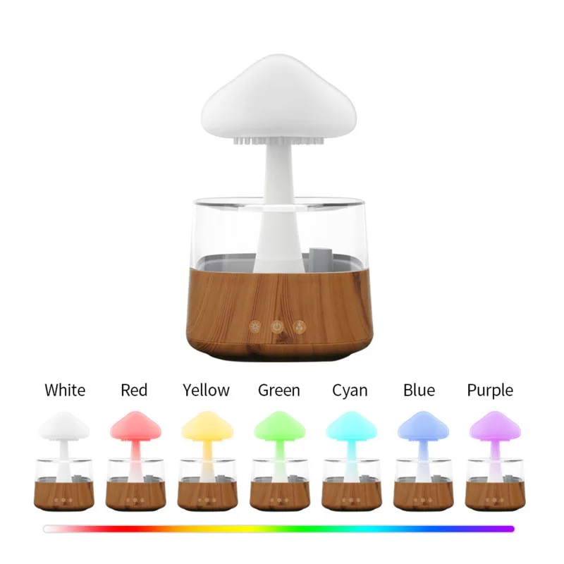 450MLMushroomRainElectricAromaDiffuserColorfulNightLightMini