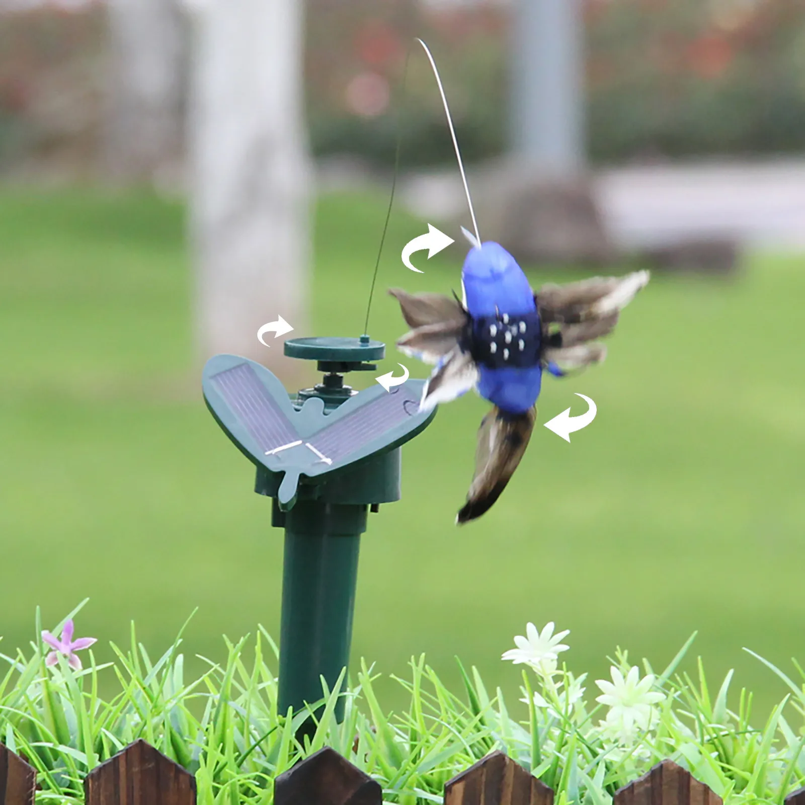 1 Pcs Solar Powered Flying Butterfly Bird Sunflower Yard Garden Stake  Ornament Decor