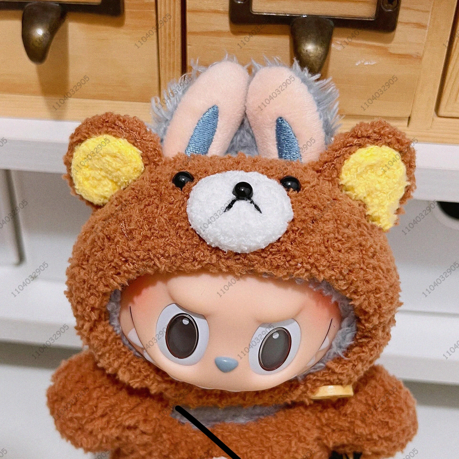 Labubu The Monster Rilakkuma Costume Kuma Bear Clothes Kawai Vinyl Doll Action Figure Original Replica 1:1 Bag Charm Pendant