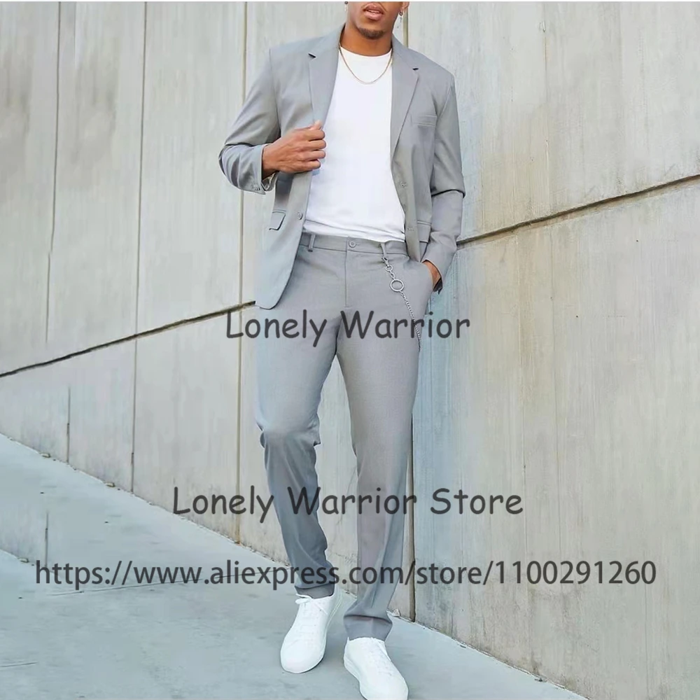 

Casual Grey Men Suits Slim Fit Formal Business Blazer Office Workwear 2 Piece Jacket Pants Set Male Banquet Tuxedo Costume Homme