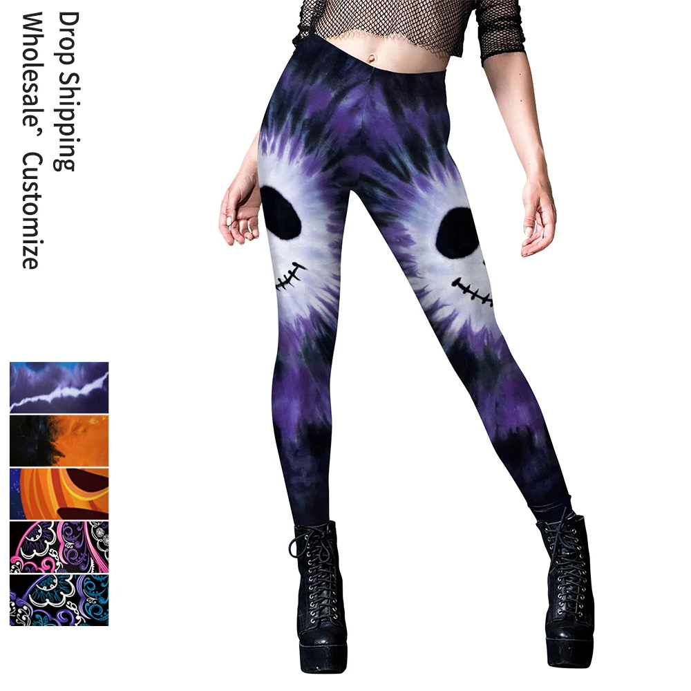 

NADANBAO Scarry Leggings Funny Pumpkin Print Pants Halloween Party Trousers Sexy Elastic Tights Women Holiday Female Clothing