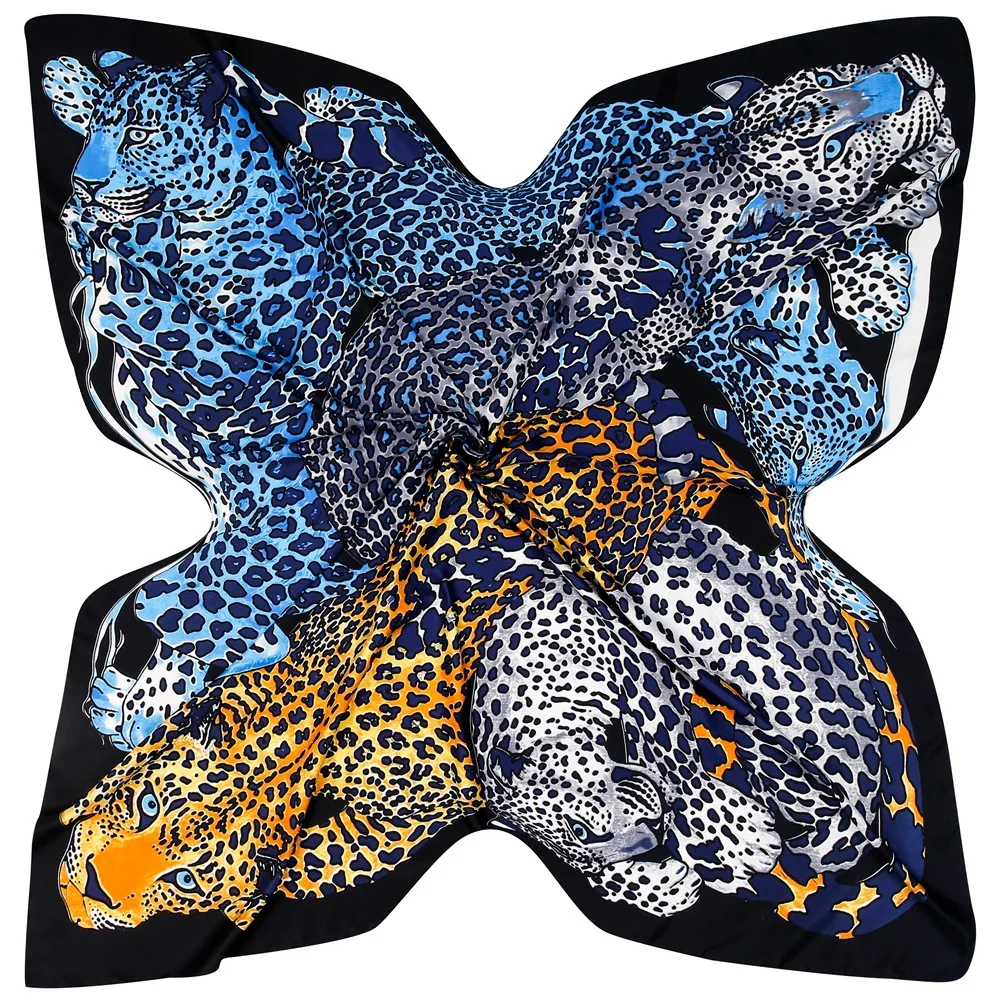 130cm New Fashion Versatile Animal Leopard Women's luxury Twill Decoration Tourism warmth Sunscreen Shawl Large Square Scarf 5