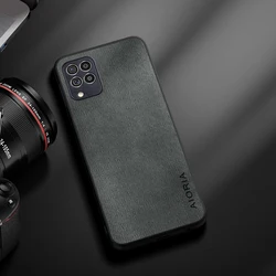 Elegant Wood Grain Leather Cover - Simple, Lightweight Case - Galaxy F12 (Grey)