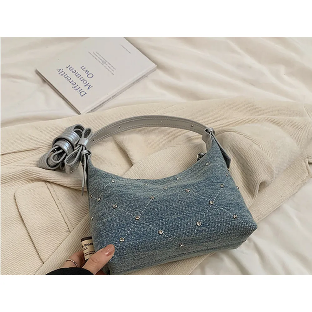 Denim Armpit Bag For Women Versatile Shoulder Handbag High End_voghion.com