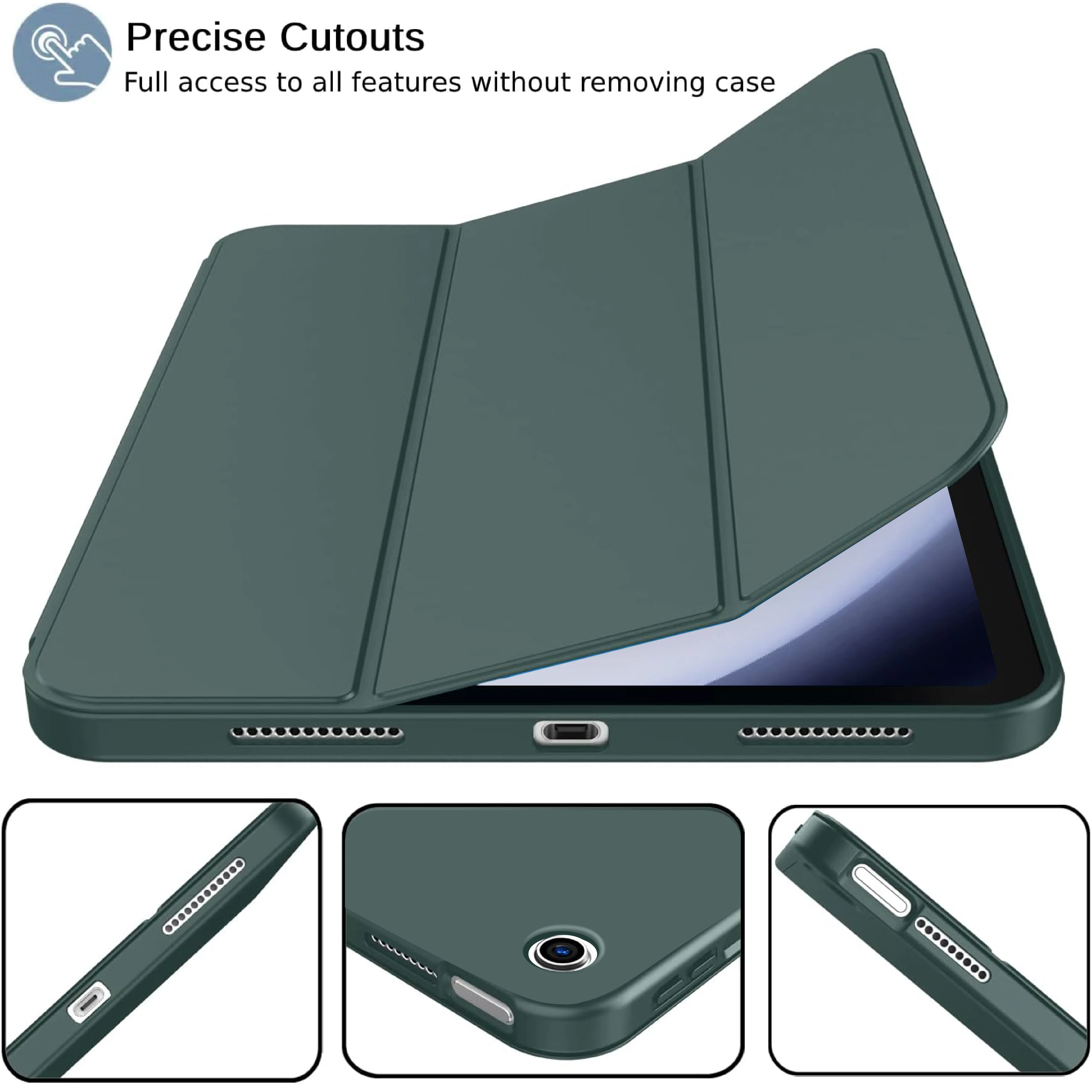 Tri-Fold Flip Case Magnetic Stand PU Leather Protective Cover