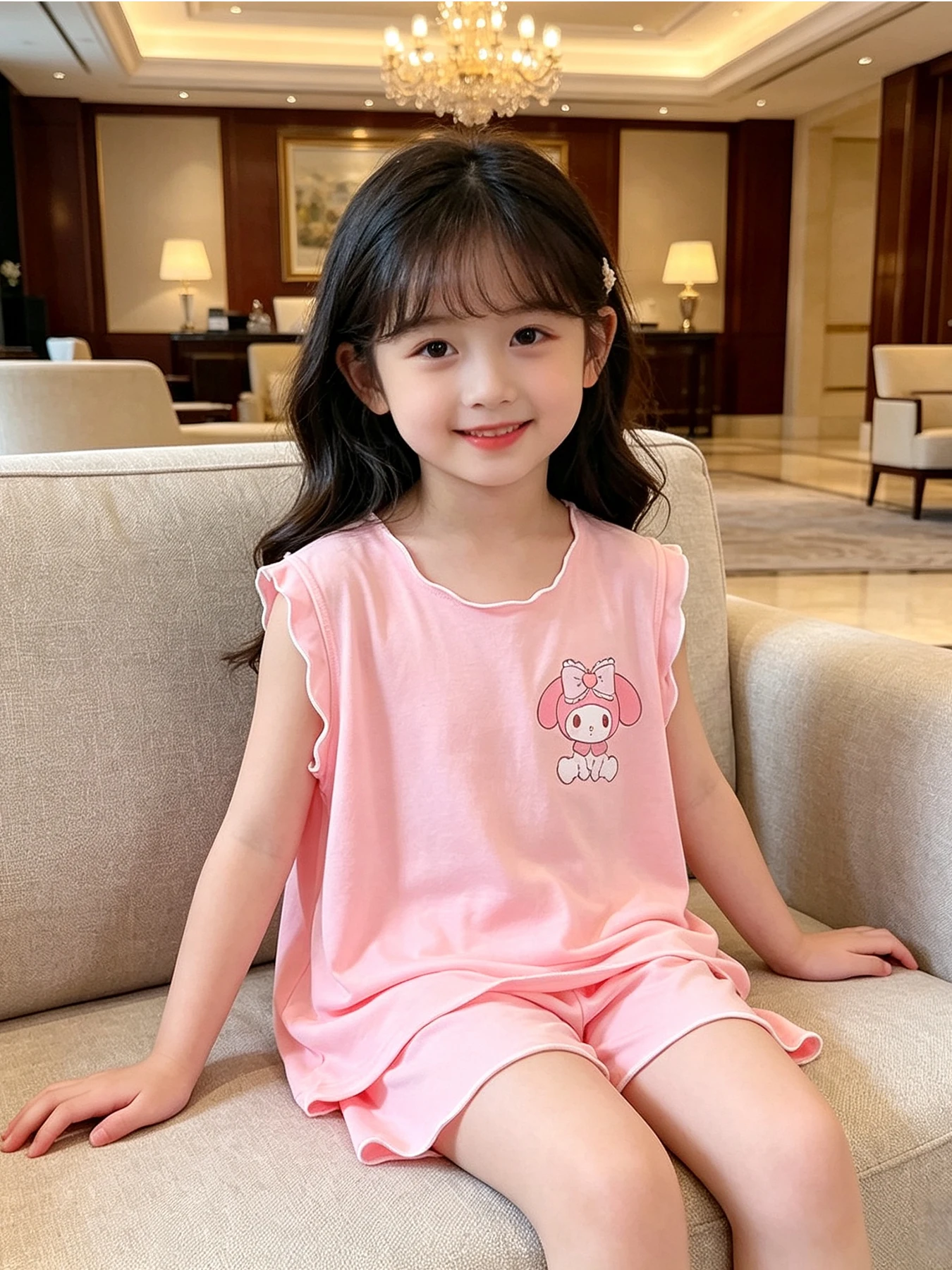 아동 수면복 세트 여아 홈웨어 반팔 라운드넥 부드러운 모달 원단 속건 시원한 느낌 진드기 방지
