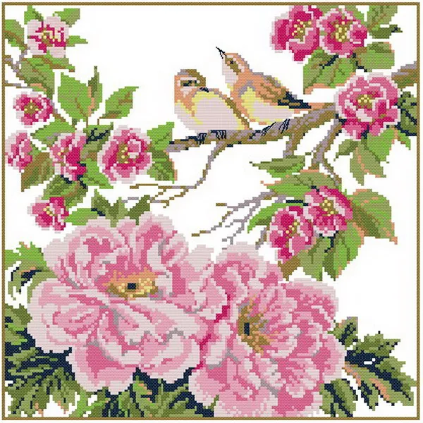 

Top Quality Lovely Hot Selling Counted Cross Stitch Kit DIY needle work for home fun Peony and Bird 37-37