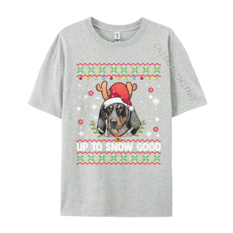 Birthday Pure Cotton T Shirts for Male Short Sleeve Slim Fit Tops Shirt 2024 Popular Summer O-Neck Tee Shirt Fashionable Bluetick Coonhound Dog Reindeer Ugly Christmas Sweater gray