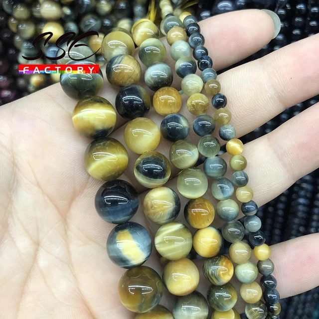 5A Quality Natural Stone Blue Tiger Eye Beads Round Loose Beads 6 8 10 12mm For Jewelry Making DIY Charm Bracelet 15
