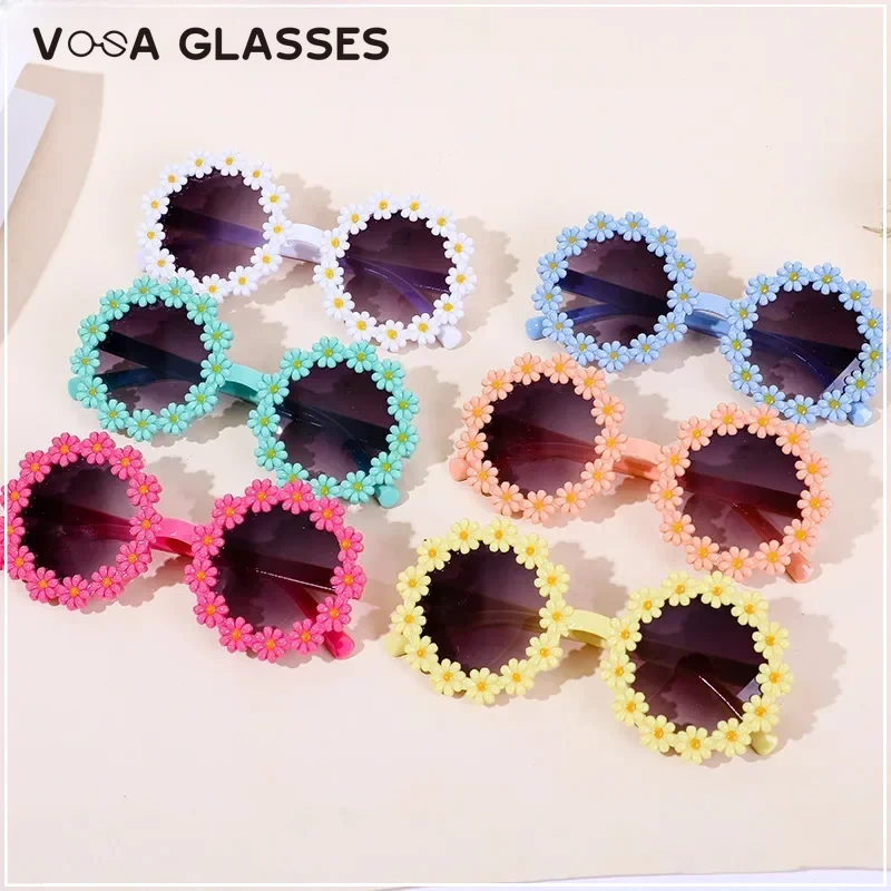 Girl Sunflower Round Flower Cute Ladies Fashion Sun Shade Glasses Children's Daisy Sunglasses Child Matching Sunglasses children sunglasses,kids sunglasses,fashion sunglasses