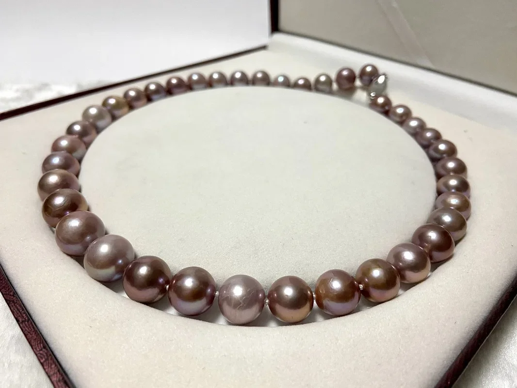 

Necklace for Women 11-13mm Round Sea Purple Color Necklace Senior Fashion Fine Anniversary Jewelry Gifts 925 Sterling Silver