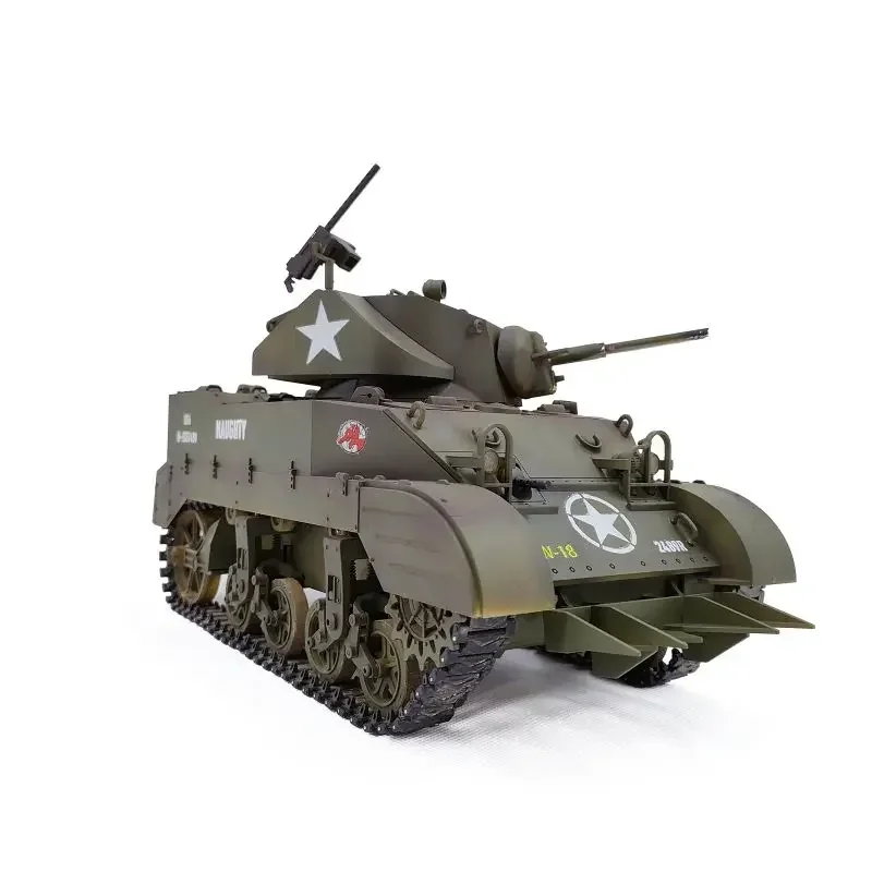 COOLBANK RC Tank 1/16 Scale 2.4ghz U.S. M5A1 Stuart Light Tank Model, Remote Control Tanks with Sound and Light  for Boys Adults 6