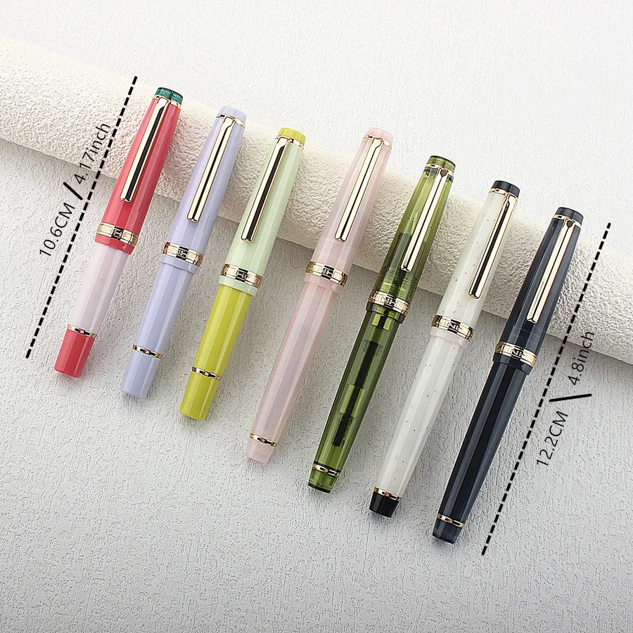 Penna Stilografica Jinhao 82 In Acrilico Trasparente Fluorescente, Pennino Fine 0.5 Mm, Con Convertitore, Set Da 2 Penne