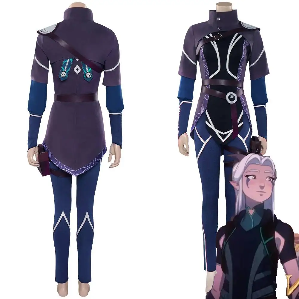 

The Dragon Prince Rayla Cosplay Fantasy Costume Disguise Adult Women Fantasia Top Pants Roleplay Female Halloween Carnival Suit