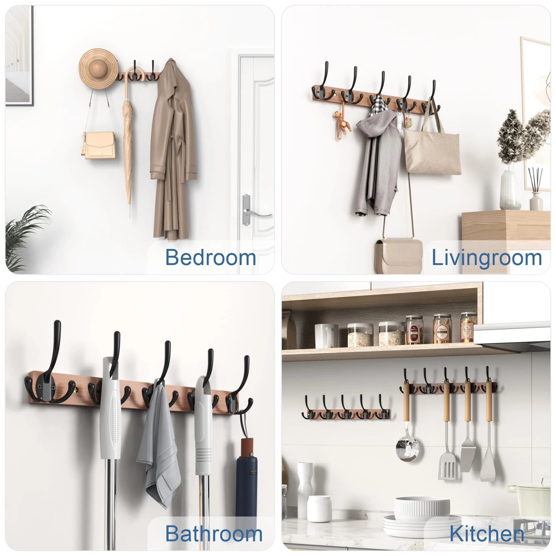 Wooden Coat Rack Wall Mount 5 Hooks Home Decor Entryway Wall Hooks Coat Hanger Hanging Towel Clothes Hat Key Holder clothes rack,clothes hook