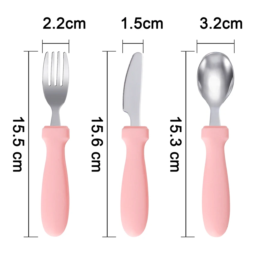 Free Customized Baby Name New Design Newborn Feeding Stainless Steel Cutlery Kids Training Fork Spoon Knife Children's Tableware