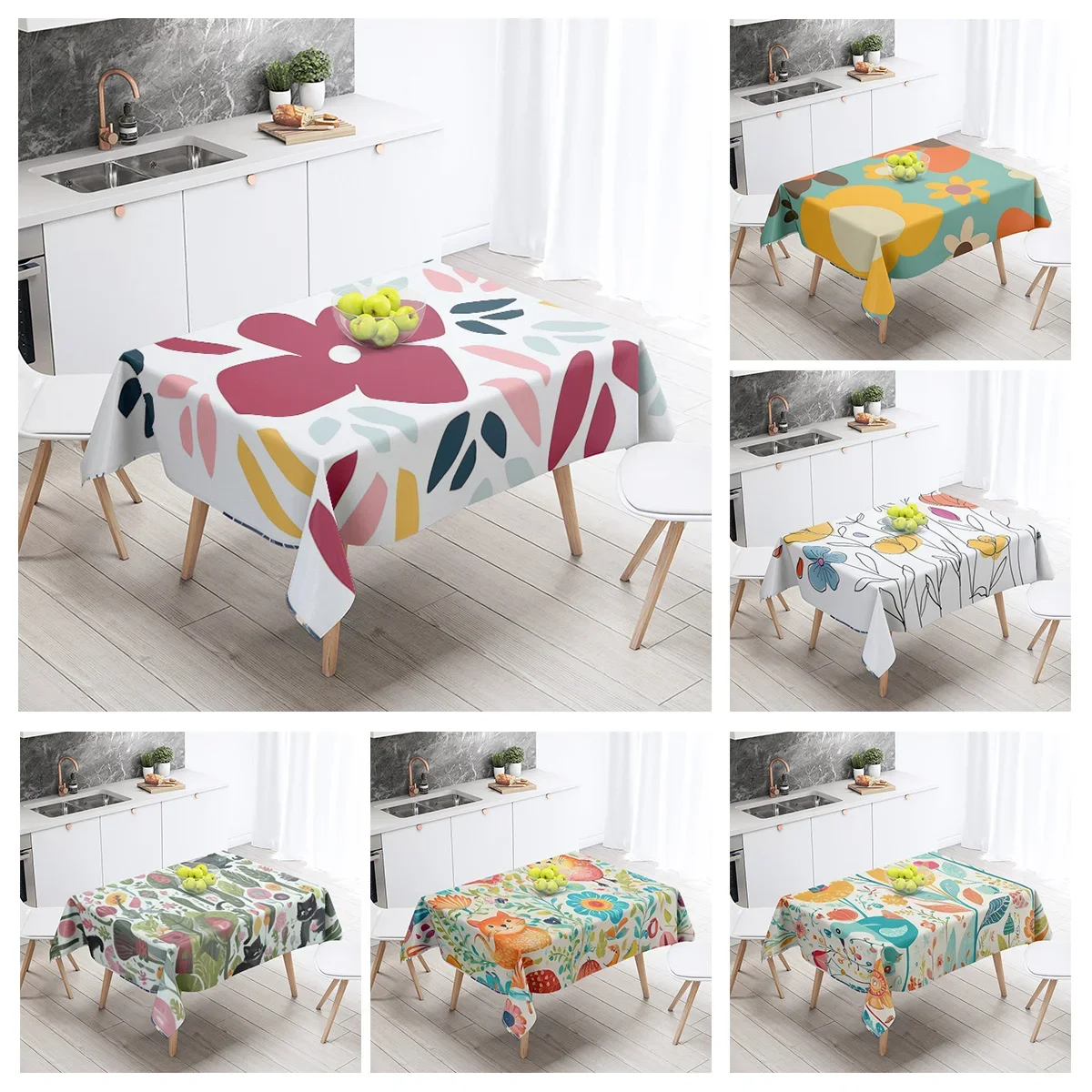 Morandi Grey Abstract Tablecloth Nordic-style Machine Washable Tablecloth Coffee Table Dining Table Dual-use Home Decor 1